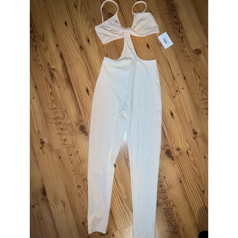 Nude pink jumpsuit cut out